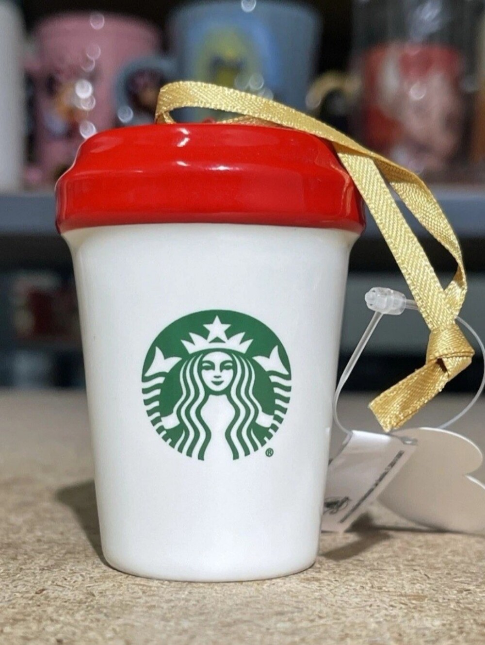 2019 Disney Parks Starbucks Happy Holidays Ceramic Cup Christmas Tree Ornament